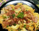 A picture of step 4 of Thai Style Omelet with Chicken Ham and Fresh Chili Peppers.