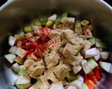 A picture of step 2 of Nendran raw banana sabji.