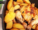 A picture of step 4 of Roast Chicken and Woodfire-Roasted Potatoes.