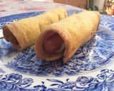 Foto del paso 4 de la receta Rollitos de salchicha y pavo al huevo🍞