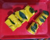 A picture of step 11 of Khandvi.