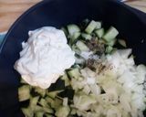 A picture of step 1 of Creamy Cucumber Salad.