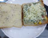 A picture of step 4 of Paneer veg cheese corn grilled sandwiches/ healthy breakfast.