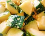A picture of step 1 of Bhandary wali Kaddu ki sabzi Marwadi chef Pankaj Mathur.