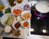 Foto del paso 14 de la receta Curry verde Pollo, gambas y verduras con Arroz basmati