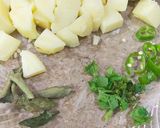 A picture of step 1 of Aloo ki khatti methi chaat.