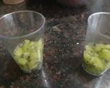 A picture of step 1 of Tri-colour fruit vanilla pudding.