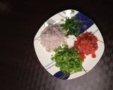 A picture of step 1 of Schezwan paneer masala dosa.
