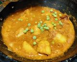A picture of step 5 of Kasuri methi poori with potato curry.