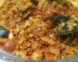 A picture of step 4 of Khakhara chivda (in microwave).
