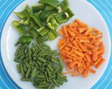 A picture of step 1 of Steam Veg with feta cheese.