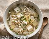 Hình bước làm 5 của món Canh hẹ đậu hủ trắng