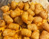 A picture of step 2 of Bacon cheeseburger tater tot casserole.