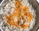A picture of step 1 of Kande Pohe (beaten rice flakes).
