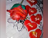 A picture of step 12 of Valentines day special fondant red rose cake topper.