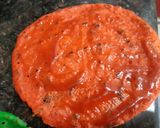A picture of step 4 of Tri colour suji pancake Swiss roll.
