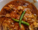 A picture of step 8 of Dahi chicken (yogurt chicken).