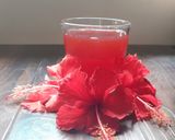 A picture of step 4 of Hibiscus flower tea.