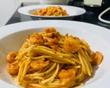 A picture of step 6 of Shrimp Pasta with Tomato Sauce.