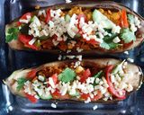 A picture of step 6 of Soya Brinjal Bharta Stuffed Eggplant Boat in Soyabean curry.