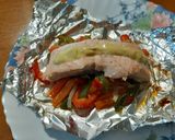 Foto del paso 4 de la receta Papillote de salmón y verduras en airfryer