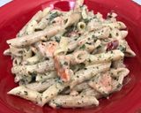 A picture of step 7 of Pasta with Smoked Salmon and Spinach.