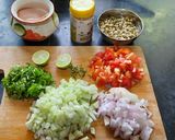 A picture of step 1 of Vegetables green moong sprouts salad.