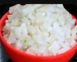 A picture of step 1 of Raw banana with coconut sabzi (jain recipe).