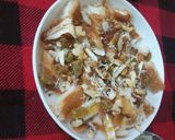 A picture of step 4 of Umm Ali with left over bread corners.