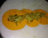 A picture of step 2 of Rose shaped veg momos.
