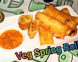 A picture of step 10 of Veg Spring Rolls with homemade sheets and sauce.