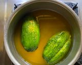 A picture of step 2 of Stuffed Karele or Bitter Gourd with Chicken Qeema in Kashimiri style.