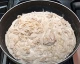 A picture of step 8 of Fettuccine Alfredo Pasta.