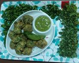 A picture of step 8 of Spinach Methi leaves bhajiya.