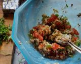 A picture of step 4 of Garlic Brown Bread mix vegetables cheese mini bread pizza.