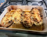 Une image de l'étape 21 de Aubergines farcies au bœuf, tomates et courgette.