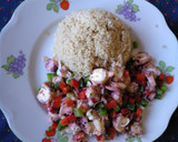 Foto del paso 9 de la receta: Pulpo vinagreta con langostinos y quinoa sin gluten