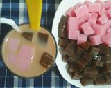 Hình bước làm 4 của món Trà Sữa pudding hương dâu và sô cô la!!!
