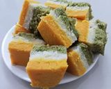 A picture of step 3 of Tricolor dhokla.