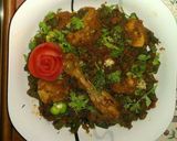 A picture of step 7 of Bhindi Chicken.