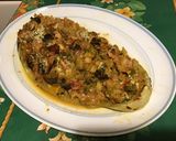 Une image de l'étape 10 de Courgette xxl farcie aux légumes,pancetta et beaufort.