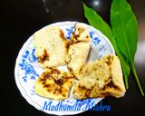 A picture of step 4 of Instant Haladipatra Pitha (pitha with turmeric leaf).