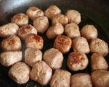 A picture of step 3 of Vickys Sausage Meat Meatball Pasta Bake, GF DF EF SF NF.