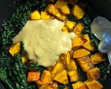 A picture of step 7 of Miso-sesame squash with cavolo nero - vegan.