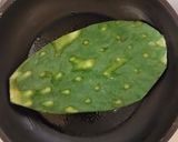 A picture of step 1 of Nopal Stuffed with Beans and Cheese.