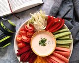 A picture of step 2 of Fresh veggies with Yogurt Sriracha dip.