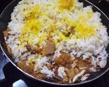 A picture of step 3 of Zarda (jaggery rice pulav).