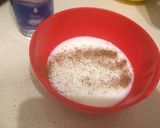 A picture of step 1 of French toast without egg! Delicious and really easy.