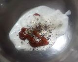 A picture of step 2 of Thousand island dressing pasta salad.