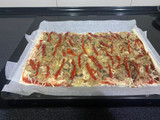 Pizza de cebolla y champiñones